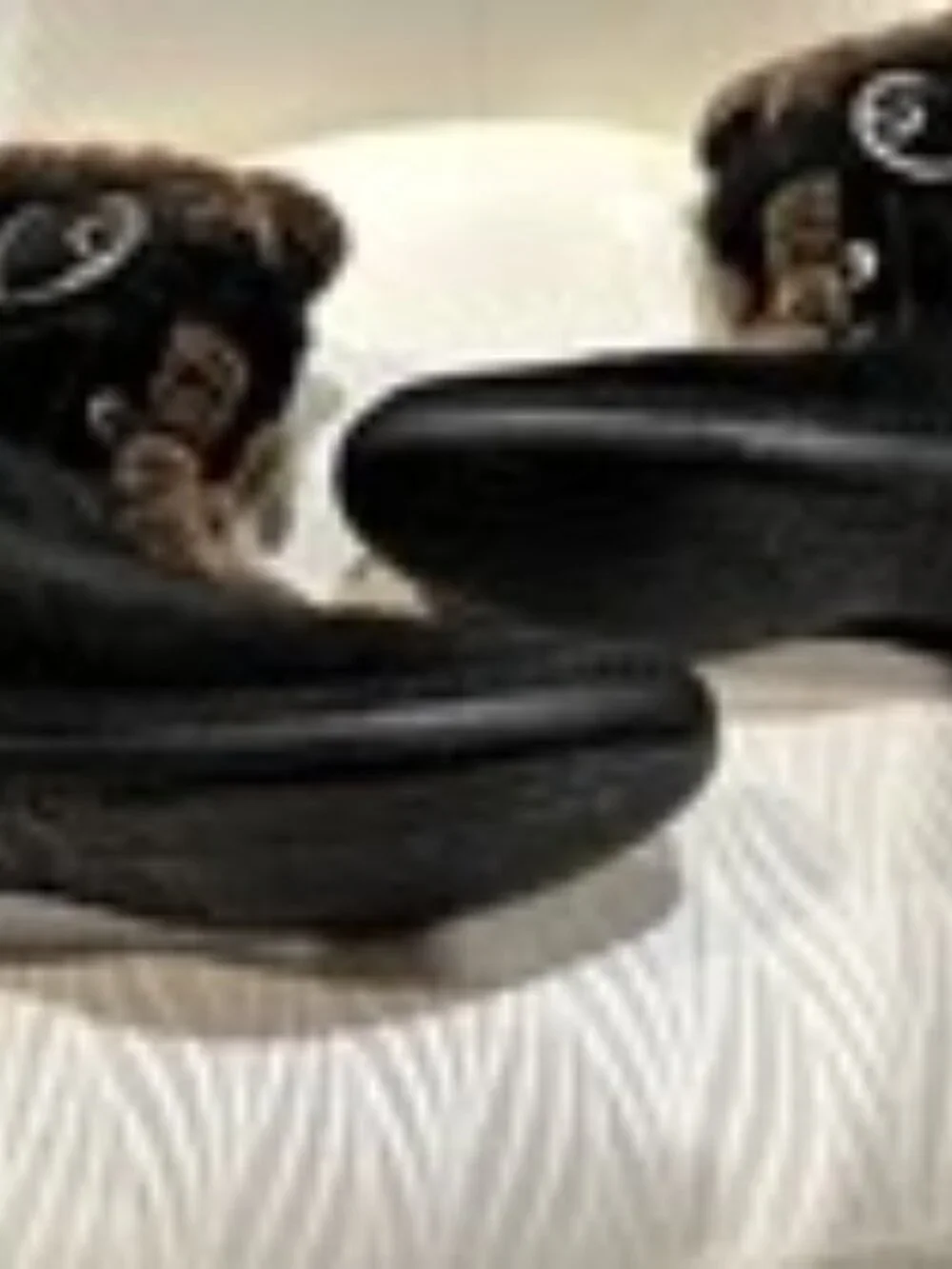 Stuart Weitzman Women Suede Leather Boots Fur Buckle Black Size 6.5